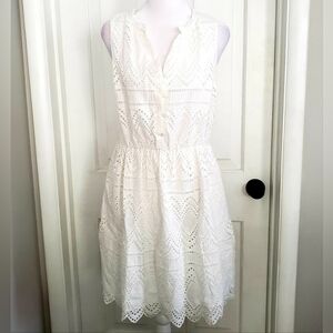 Nwt 41 Hawthorn Eyelet‎ Dress Women MEDIUM Cottagecore Angelcore Feminine Dainty